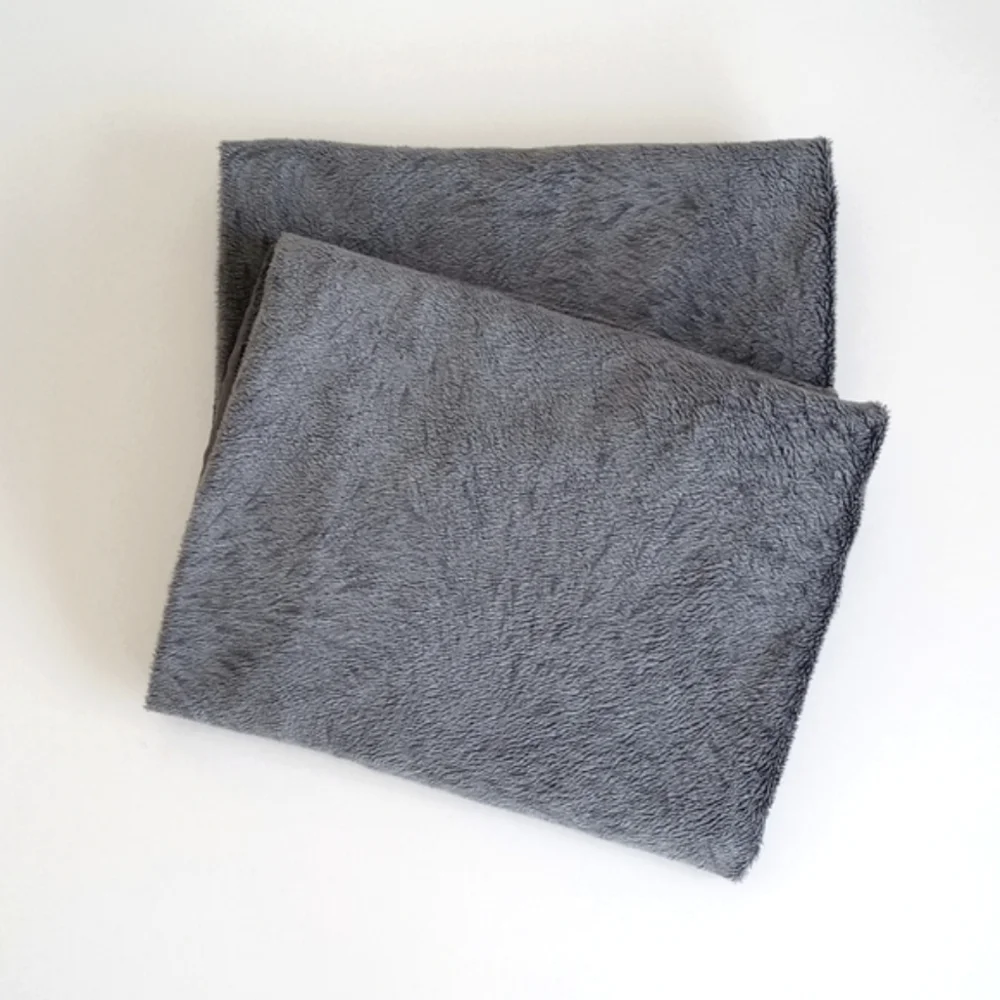 Set of 2 Soft Blue Grey Sherpa Style Pillow Shams Standard Size x2
